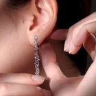 White gold stud 925 silver made with SWAROVSKI crystal dangle long earrings
