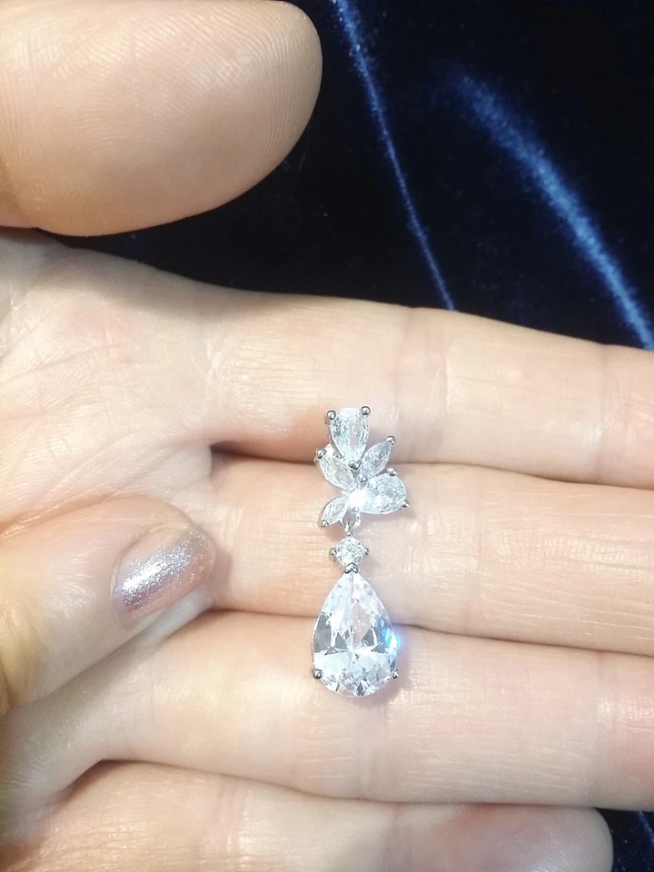 Orecchini Pendenti Argento Donna Cristalli SWAROVSKI ORIGINALI Gioielli Sposa - Immagine 4 di 4