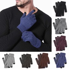 Men's Fall Winter Knitted Warm Stretch Gloves Touch Screen Anti-slip Mittens