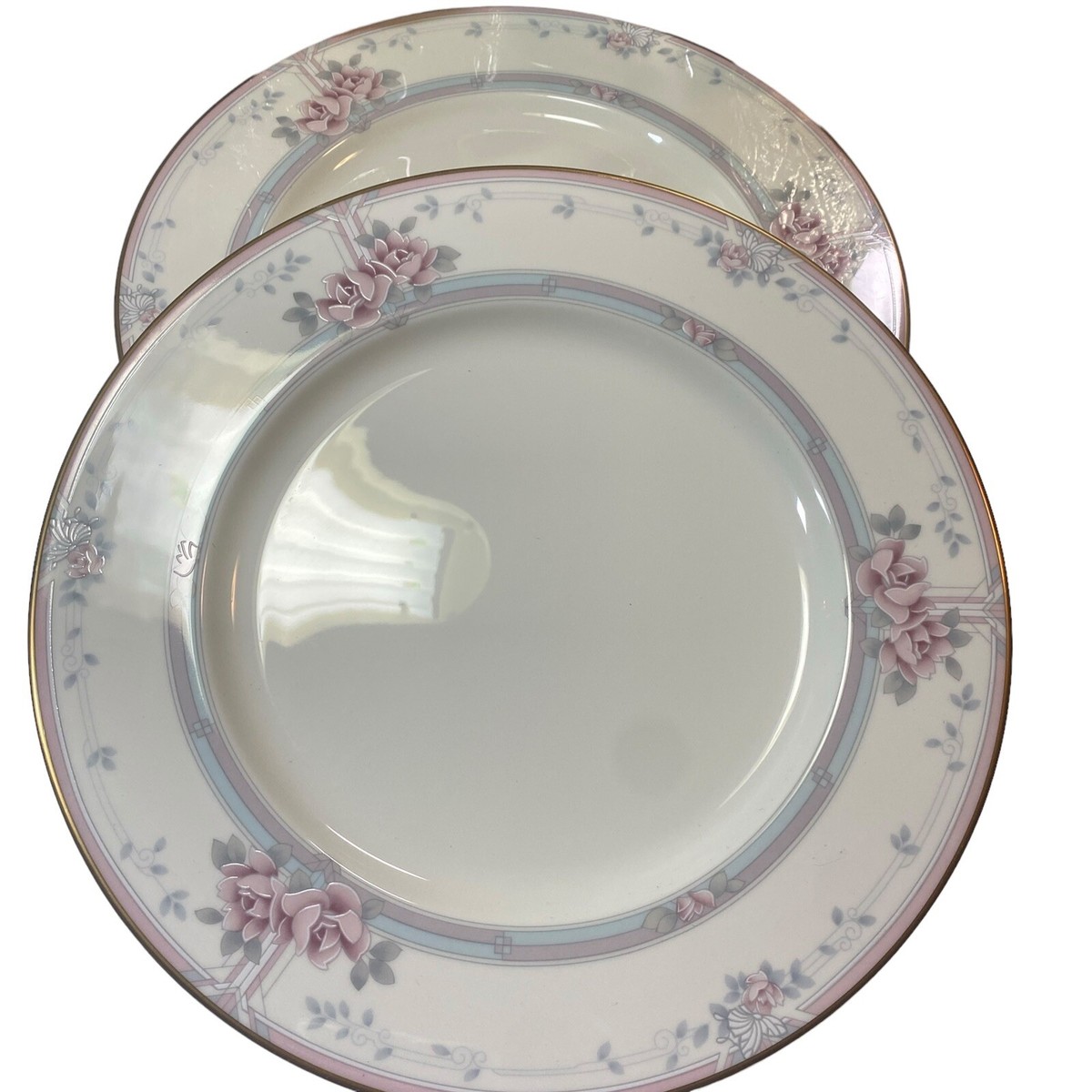 Set Of 2 VTG Noritake “Magnificence” Bone China-Dinner Plates 10.5