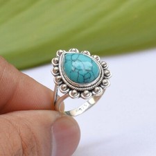 Naturale Blu Turchese Anello 925 Argento Sterling Deliciated Mamma Giorno Regalo