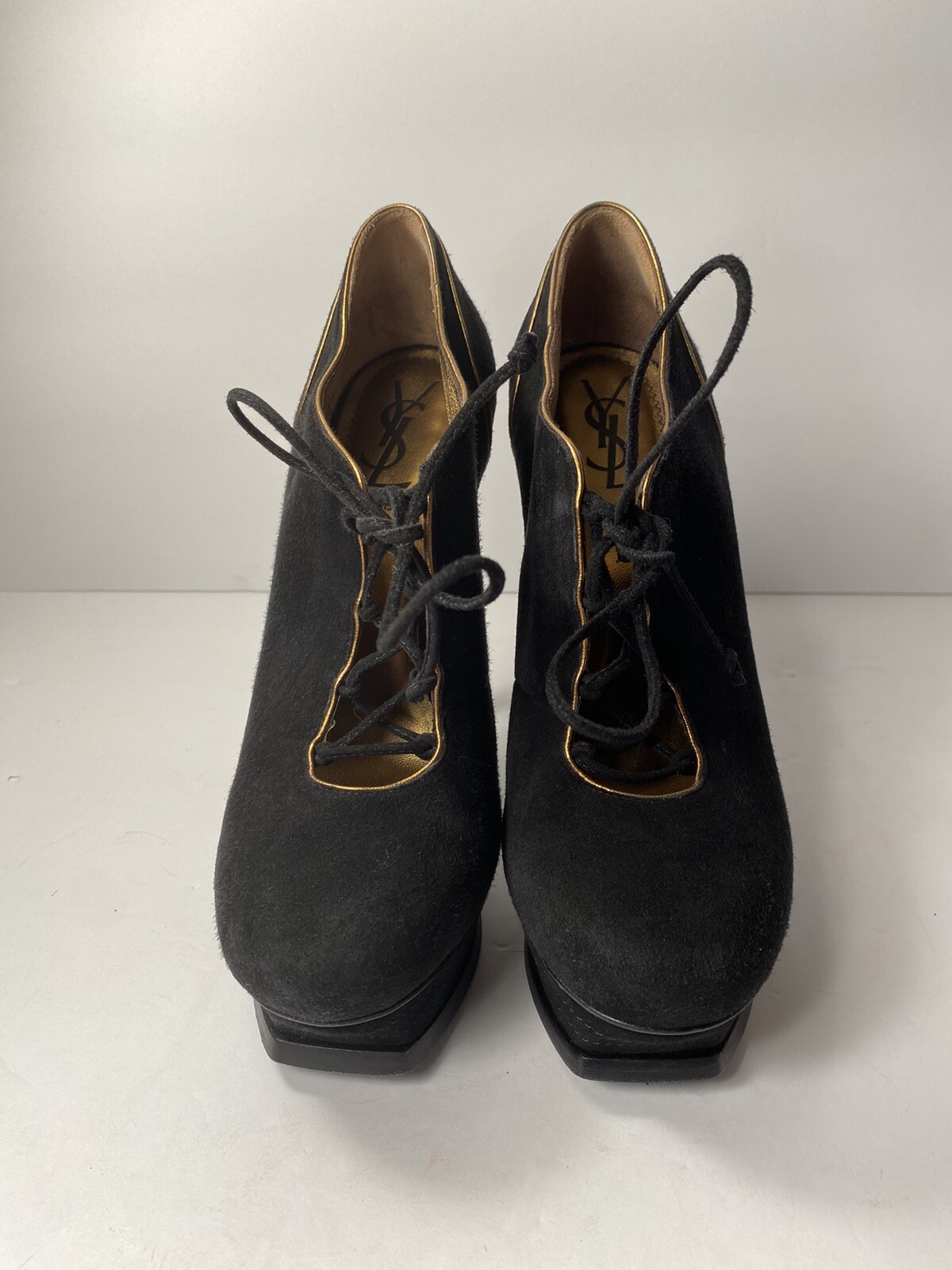 Stivaletti stivaletti YSL Yves Saint Laurent scamosciati tacco nero 36 5 6 6 5