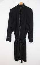 Daniel Buchler M/L Black Pima Cotton Piping Belted Long Robe Peru