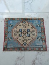 Antique Mayan Temple Carpet Rug Navy Blue Special Production Decor Rug D