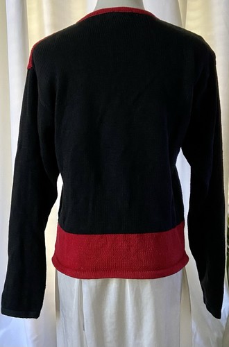 VTG Dress Barn M Christmas Cardigan Red Black Holly Berry Ugly Holiday Sweater - Picture 10 of 12