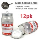 <!--F#f_0-->12x Glass Jar 1L Rubber Seal Lid Kitchen Food Storage Container Jars Canister<!--F/-->