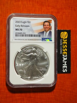 2023 $1 AMERICAN SILVER EAGLE NGC MS70 EARLY RELEASES RON