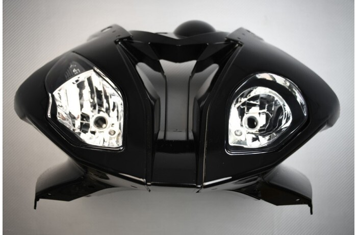 Carénage nez avant tête de fourche avec phare noir pour BMW S1000RR