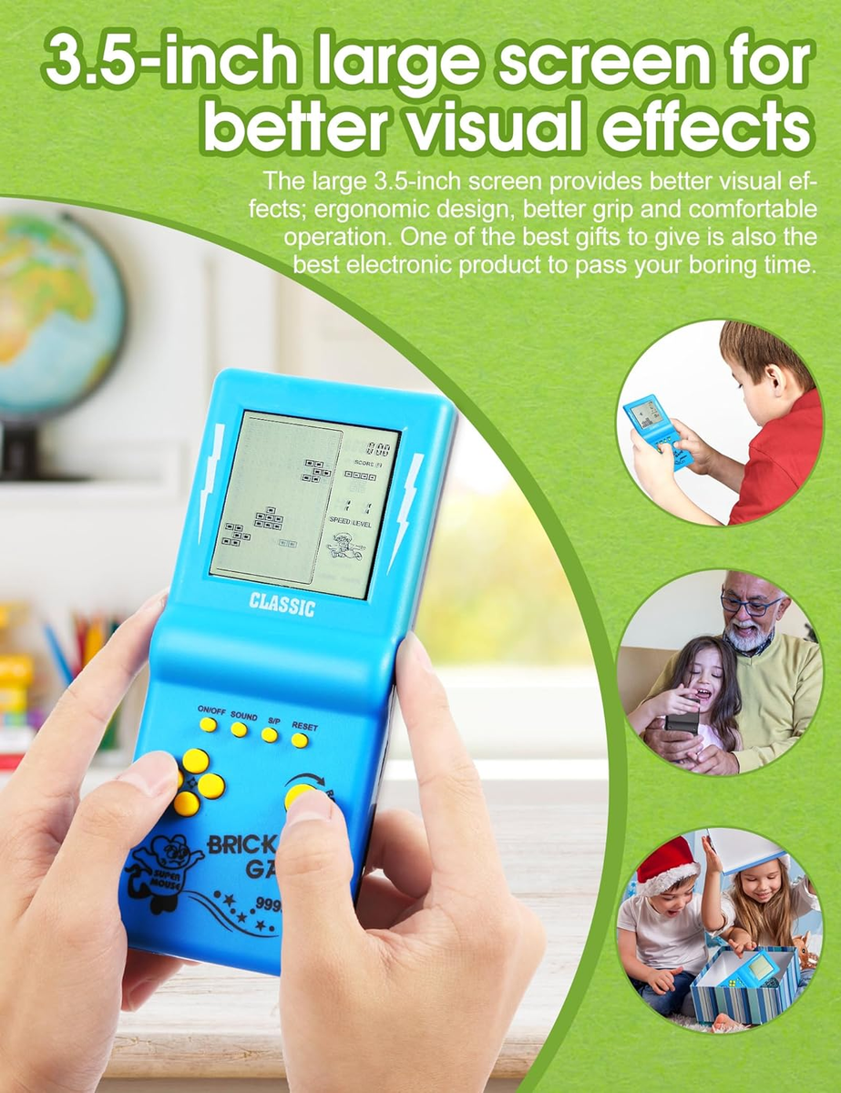 HLF 3.5-Inch Large Screen Retro Brick Game Console for the 80S/90S