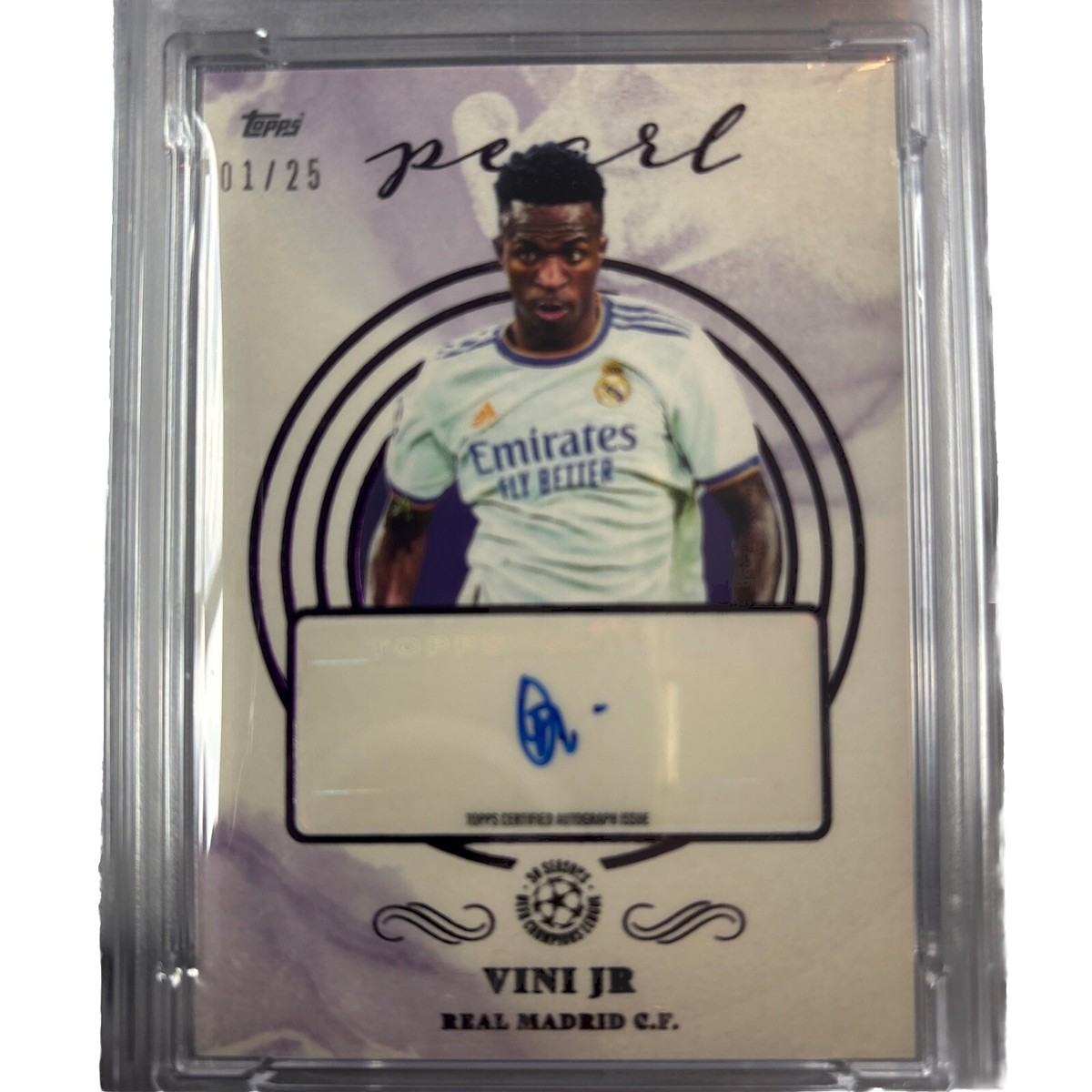 2021 - 22 Topps Pearl UCL Vini Jr Auto - Purple PSA 9 Real Madrid