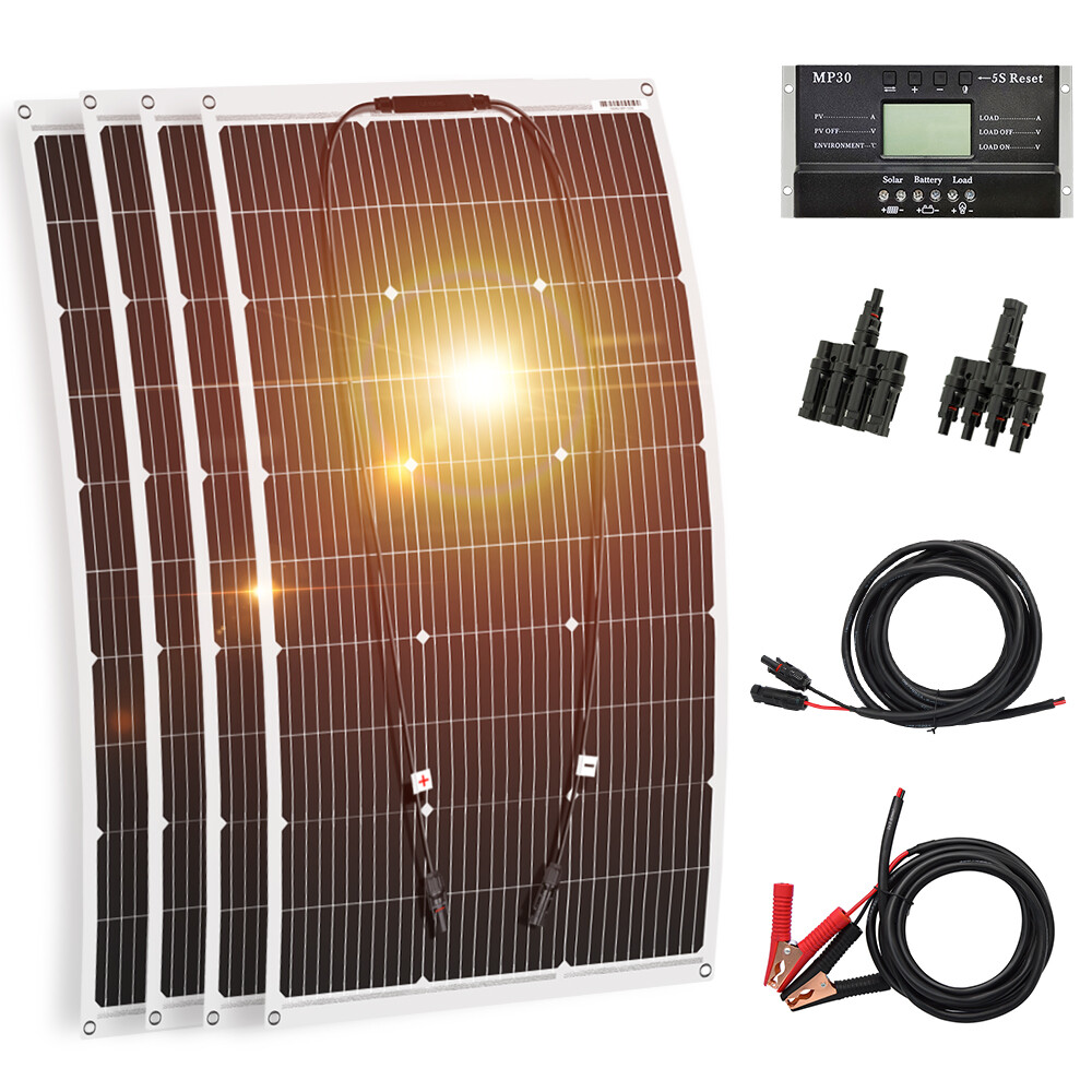 Dokio 100w 200w 400w Mono Semi-flexible Solar Panel Kit for RV/Car battery/Home