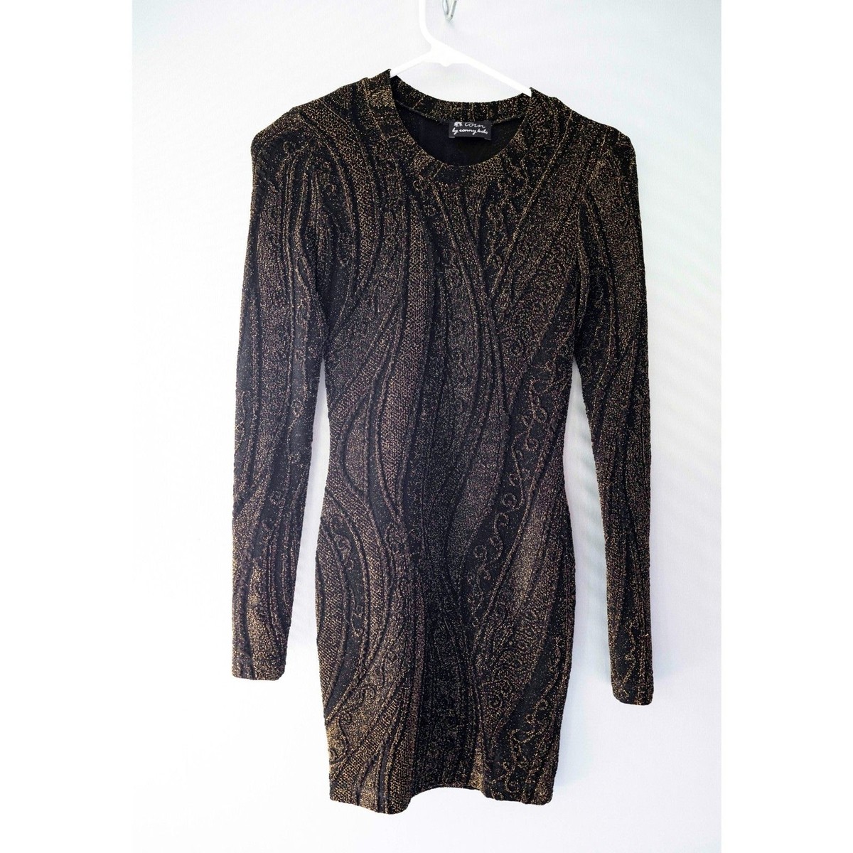 black and gold long sleeve bodycon dress Torn By Ronny Kobo Stretchy Mini Size XS Butterfly Satin Mini Dress sb26 These intricate details catch Size:Pre-order XS