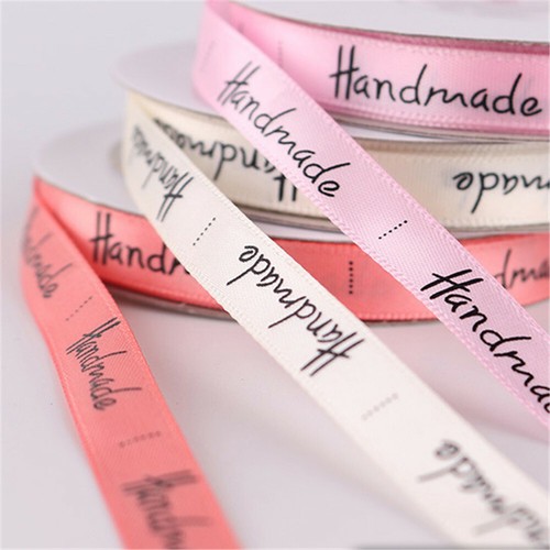 25 Yards Ripsband Rolle "Handmade" bedruckte Borten Bastelbedarf Breite 1,0 cm
