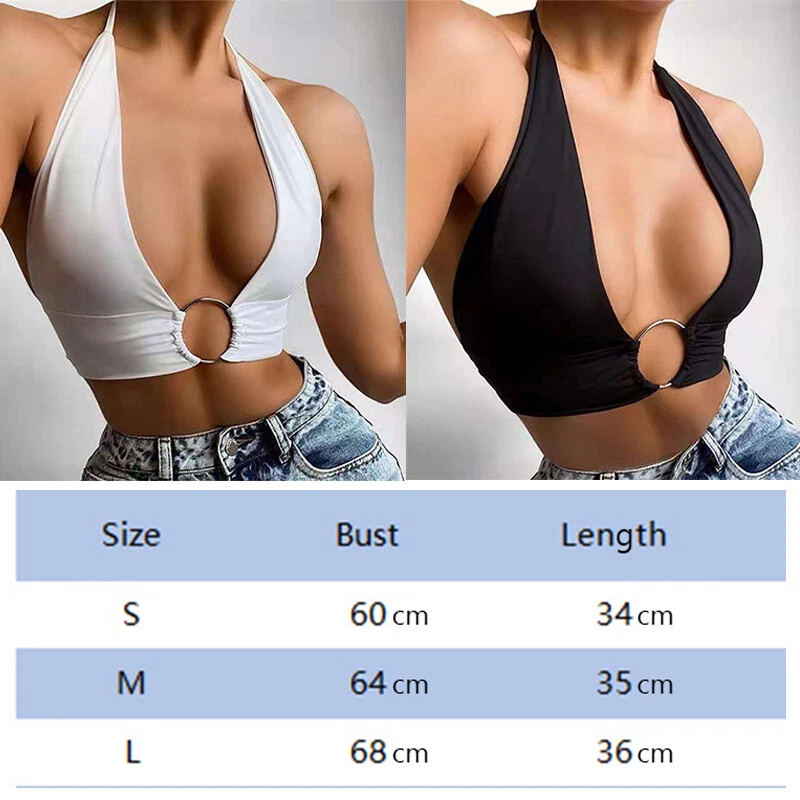 Women's Sexy Low-cut Crop Top O Ring Tank Top Spaghetti Strap E-Girl Tops NEW - Image 4 of 4
