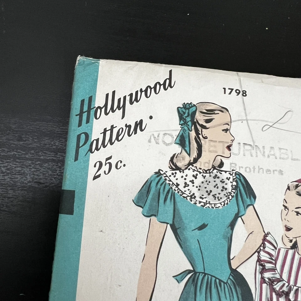 Vintage 1940s Hollywood 1798 Ruffle Coquette Dress Sewing Pattern 16 Small UNCUT - Image 4 of 4