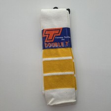 VTG Trenway Socks Double T Striped Yellow Tube Acrylic Blend 9-15 USA 22  80's.