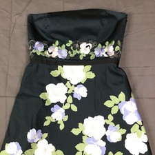 Ann Taylor Loft Petites Dress Womens 4p Petite Black Floral Strapless Sleeveless