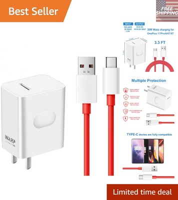 30W Warp Charger & USB-C Cable for OnePlus 8/7 Series   Fast & Reliable