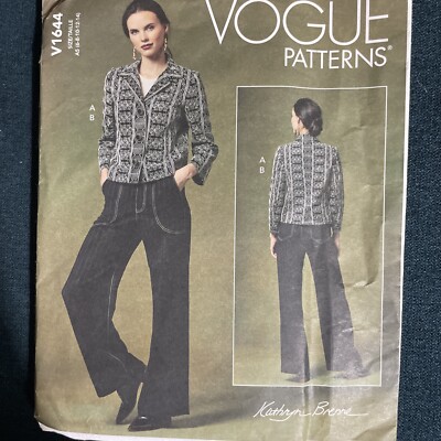 Vogue 1644 NEW  Wide Leg Pant Patch Pockets Cropped Jacket Kathryn Brenne Design