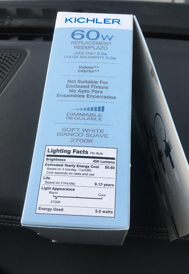 (Lot of 2) Kichler DIMMABLE LED 60W/5W Bulb A15C Candelabra Base Soft White, NEW - Image 4 of 4