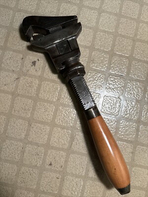 Antique Bemis & Call Adjusting Monkey Wrench Double Jaw Wood Handle 12 1/2 