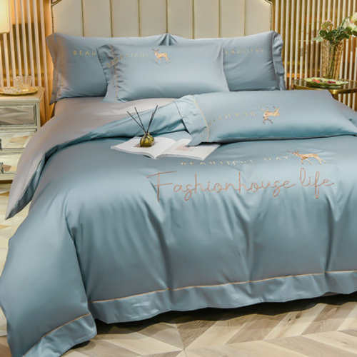 2023Soft Satin Embroidery Bedding Set Luxury Northern Duvet Cover Set
