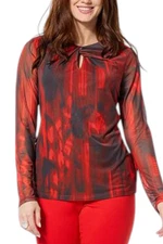 GREY by Jhoan Sebastian Women's Grey Twisted Neck Mesh Top Meteorite