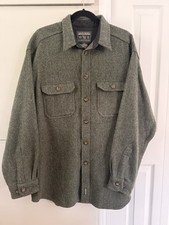VTG 70  s Woolrich Wool Blend Green Herringbone Shirt Jacket Size L Shacket Retro