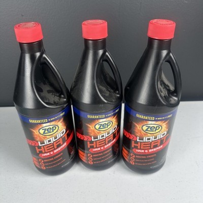 3 BTLS: ZEP Liquid Heat Gel Industrial STRENGTH  Drain / Clog  Opener 32oz safe!