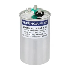 45/12.5 uF 45+12.5 MFD 370VAC or 440VAC Dual Run Start Round A/C Capacitor CB...