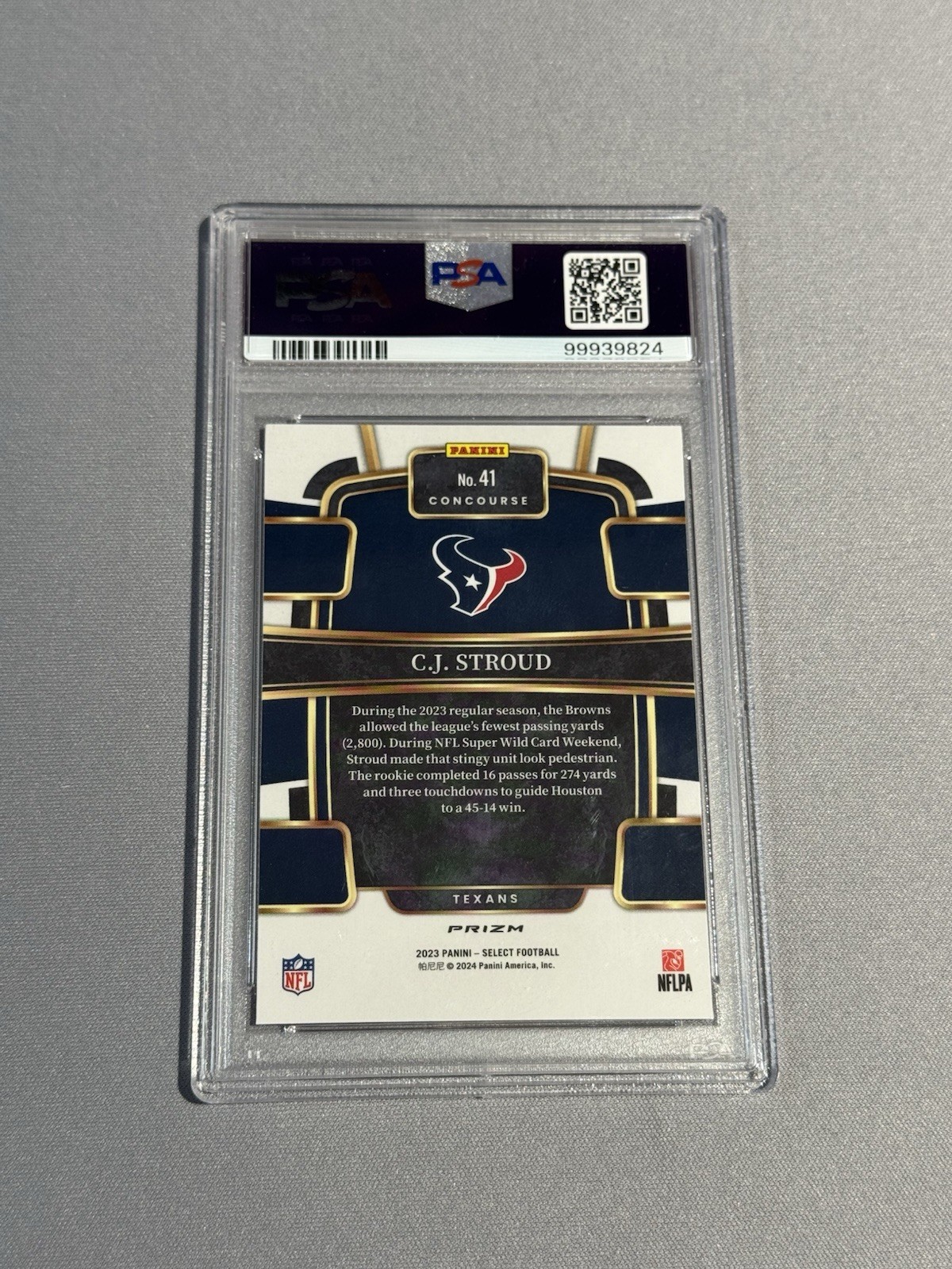 2023 Select Prizm Silver #41 CJ Stroud RC PSA 10 view 2