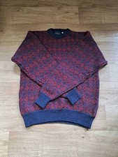 Vintage 80s 90s Nordic Fair Isle Style Wool Knit Jumper Sweater Retro Indie