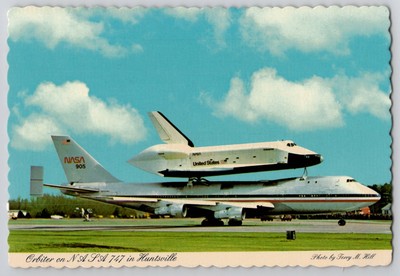 Shuttle Orbiter on NASA 747 (CSA) Space Center Huntsville AL 4x6 Postcard 1970s