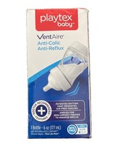 Playtex Baby Bottle Vent Aire 6oz Anti Colic Anti Reflux. OM Slow. BPA Free.New