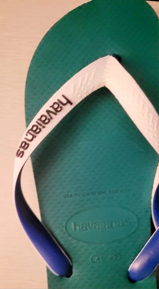 Chanclas para mujer Havaianas verde blanco azul 11/12 desgaste mínimo Foto 2 de 4