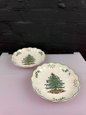 Spode Ciotole per Pasta Smerlate Albero di Natale Smerlate Larghezza 8,5" Ultimo Set di 2