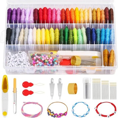 PAXCOO 488Pcs String Bracelet Making 50 Colors Embroidery Floss with Beads 