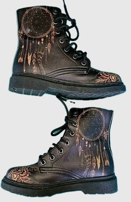 YES WE VIBE Vegan Bohemian Boots Gold Dream Catcher 39 Mens 6 / Womens 7.5 CLEAN