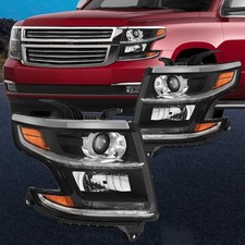Headlights Assembly For 2015-2020 Chevy Tahoe Black Housing Left + Right Side