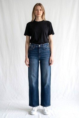 LE TEMPS DES CERISES Damen Jeans weit PULP Taille Oberteil mittelblau 7/8 WILMA NEU