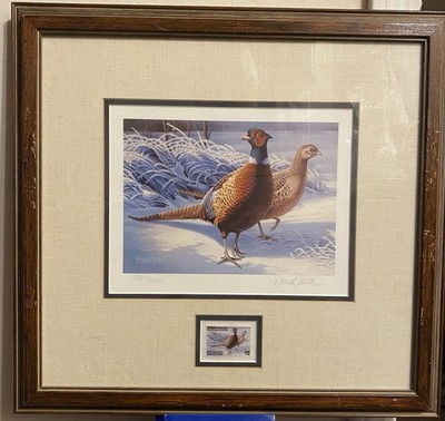 Daniel Smith 1983 Pheasant Habitat Stamp Limited Edition Signed Framed Print