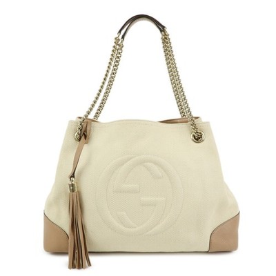 GUCCI SOHO Interlocking G Canvas Leather Chain Shoulder Bag 308982 Auth Used F/S