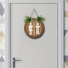 Rustic Wreath Wooden Sign Wall Decor Round Board Sign Laundry Door Hanging Decor