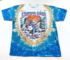 2000 Grateful Dead Shirt Tie Dye ‘94 Tour Men's XL Skeleton Banjo Liquid Blue