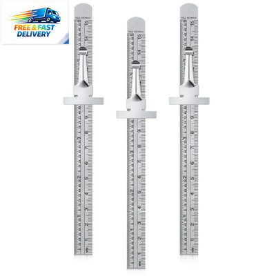 3 Pieces 6 Inch 15 Cm Pocket Ruler Flexible Precision Stainless Steel Ruler with