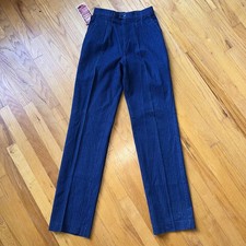 Deadstock Vintage Lee Pants Juniors 7 Blue Denim Pinstripe Pleated High Rise USA