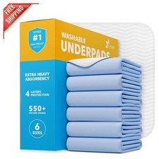 High Absorbency Quilted Underpads for Seniors and Pets - 34x36 INCHES Pack of 6