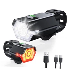 3+6 Modes Bike Lights for Night Riding with Side Light, Rechargeable & 1 Set