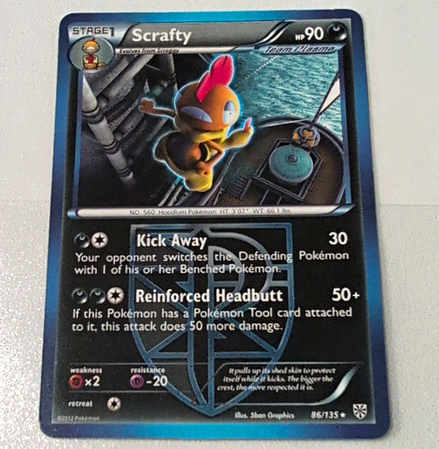The Pokémon Company Scrafty Plasma Storm 86/135 Regular Rare 90HP 2012 ENG