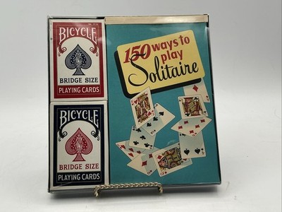 Vintage 1950 Bicycle Bridge Set 2 Decks 150 Ways to Play Solitaire USPCC Book